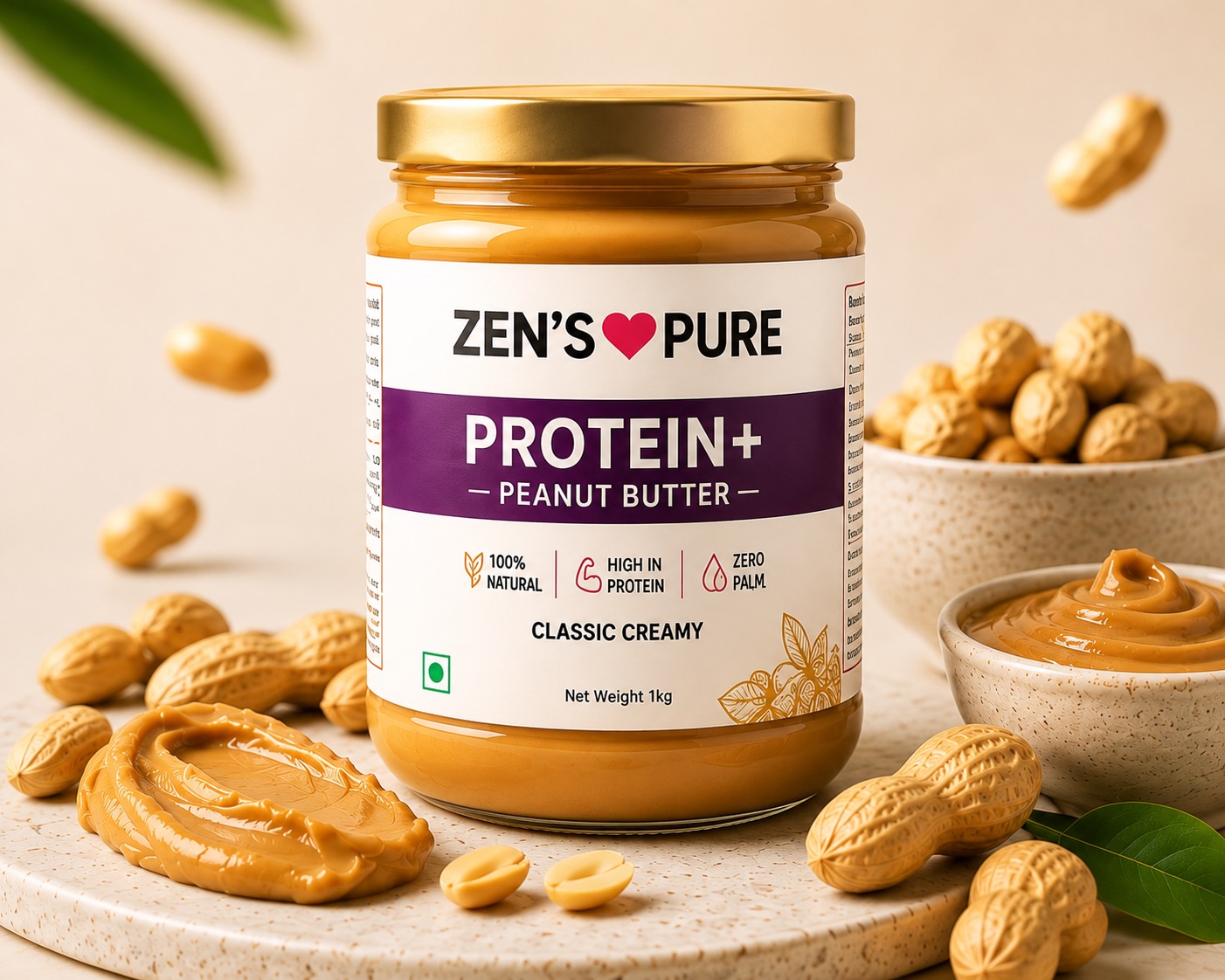 Creamy peanut butter with peanuts